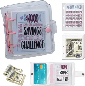 2026-$1000 saving challenge book with clear cover-track cash goals, build better habits, stay organized with this reusable budget binder Workbook Journal Office Stationery Supplies
