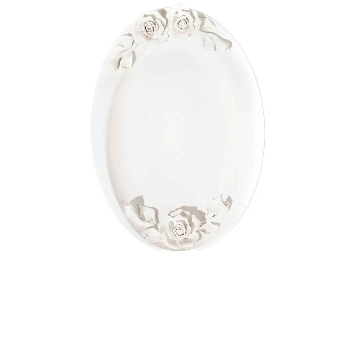 Noon & Moon Isabella Artisanal Handmade Oval Platter - 12x8.5 in, Floral Accents, Artistic Roses, Oval Shape, Classic Plates, Artisan Engraved Plates, Botanical Aesthetic, Ceramic Decor for Kitchen Tableware Serving