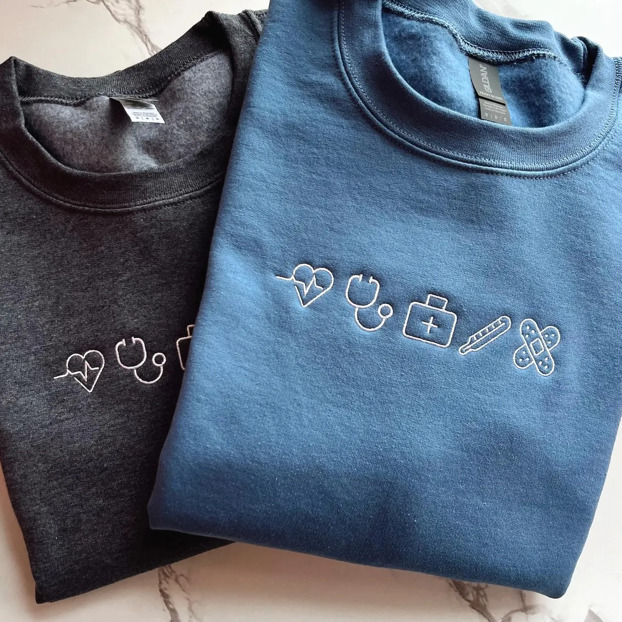 Embroidered Healthcare Nurse Sweatshirt Cotton Crewneck, Unisex Matching Sweatshirt Embroidery, Casual Coquette Pullover Gift For Nurse