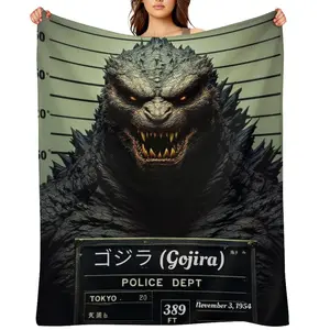 Cute Monster-Themed Fall Throw Blanket For Women Men Winter Travel Nap Black Striped Green Flannel Bed Blankets Office Camping Air Conditioned Quilt All Season Super Soft Warm Plush Bedding Throws Sofa Car Home Decor Girls Christmas Gift cozy blanket