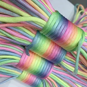 196.85inch Fluorescent Rainbow Cord - 7-Core Braided Rope for DIY Crafts, Sewing & Knitting Supplies, Sewing Accessories