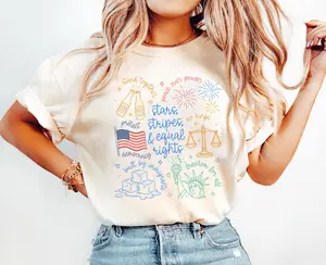 Liberal 4th of July Shirt, Doodle USA Political Tee, Antii Independence Day, Equal Rights, Antii Ice, Peace, Resist Sweater