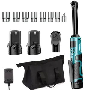 SEESII 3/8" Extended Cordless Ratchet Wrench – 40 Ft-lbs Torque, 6" Long Neck, 220RPM | 2x 2.0Ah Batteries + Fast Charger, 7 Sockets | Ideal for Car Repairs, DIY & Mechanics, Black Friday Deals