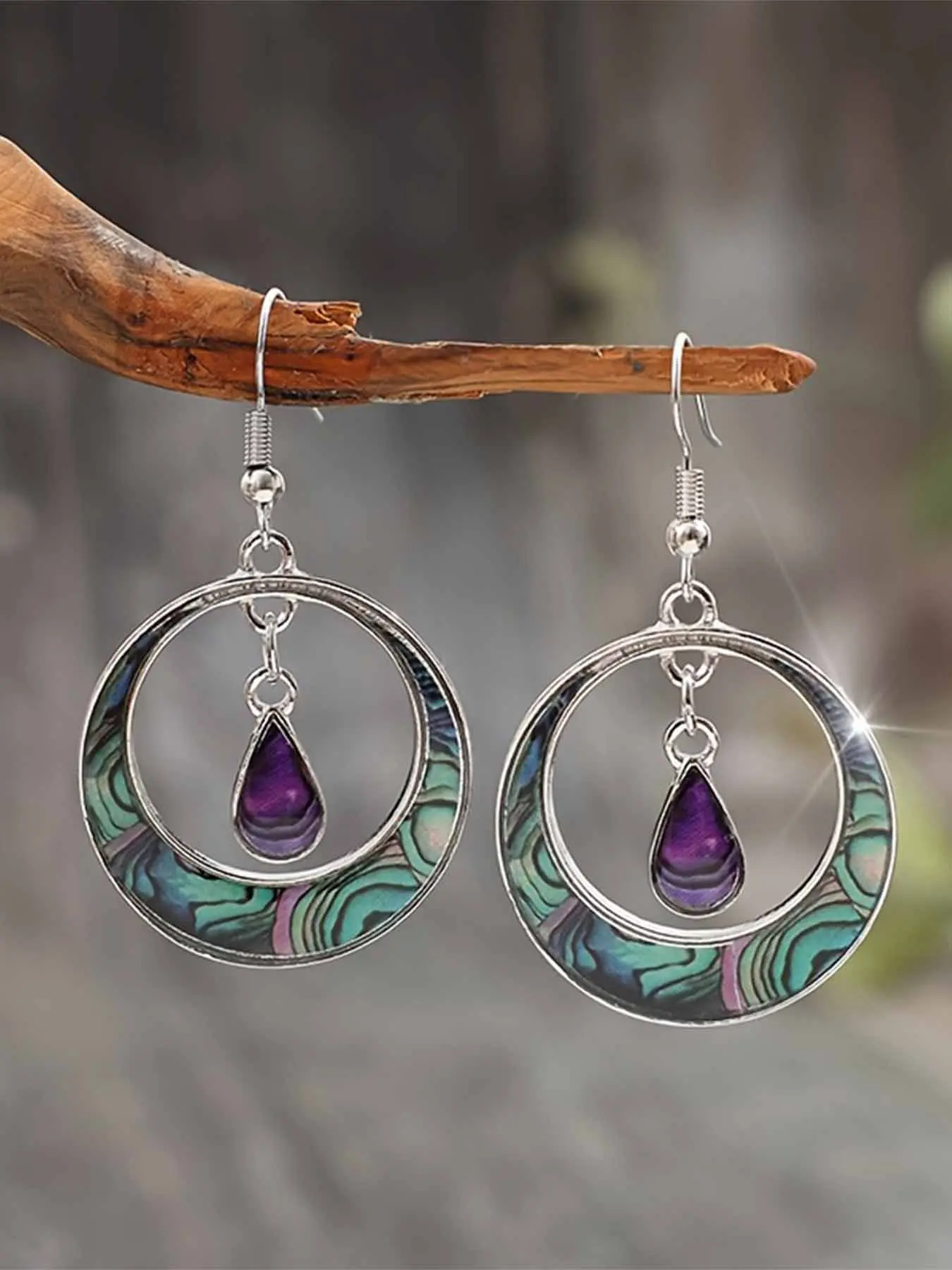 Vintage Bohemian Style Tear Drop Pendant Earrings, Boho Style Jewelry, Colorful Random Enamel Design, Perfect for Daily Wear & Holiday Gifts, Teardrop Earrings