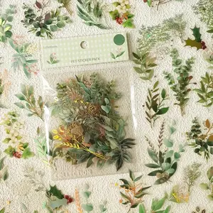 40 Pcs Vintage Flower Plant Stickers Decorative Stick Labels for Scrapbooking, Diary, Handmade Craft Material