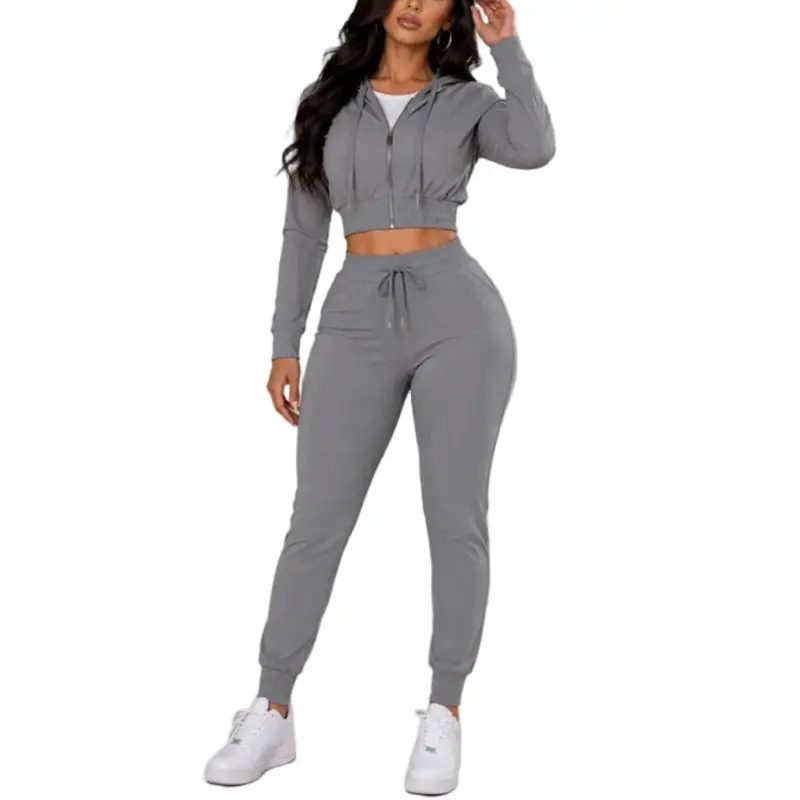 Bianca Set  -is a sporty-meets-chic two-piece set, perfect for effortless everyday style. It includes a cropped zip-up hoodie and high-waisted joggers. Ideal for lounging, running errands, or creating an elevated casual look.