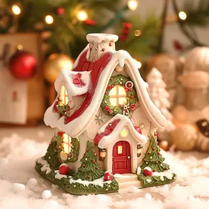 Christmas Snow House Night Light, Festive Home Decor, Christmas Village House Figurine, Lawn Patio Porch Moving Gift, Holiday Decoration Statue, LED Mood Light