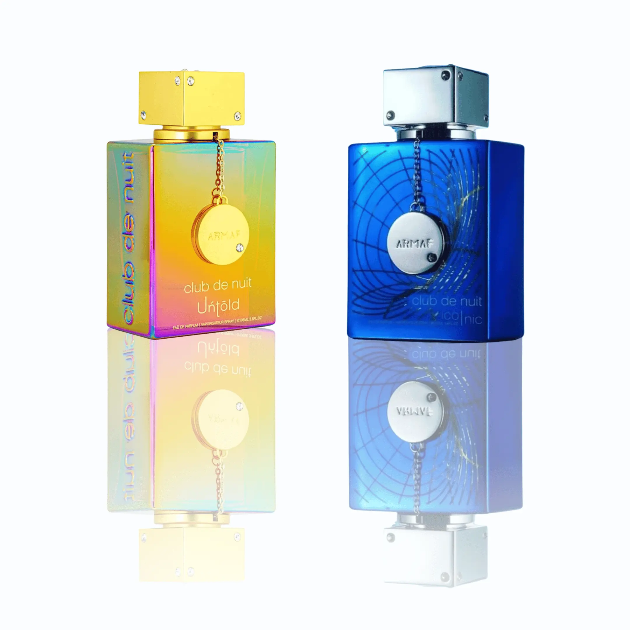 Armaf EDP Multi-Pack - Club de Nuit Untold & Blue Iconic Alcohol-Based Eau de Parfum Sprays with Vanilla Notes, 3.4 Oz Each