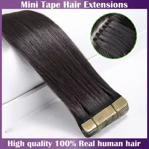 JOPEAR Mini Tape In Human Hair Extensions Straight Human Hair European Remy Tape Adhensive Real Thick Human Hair Extensions 21pcs