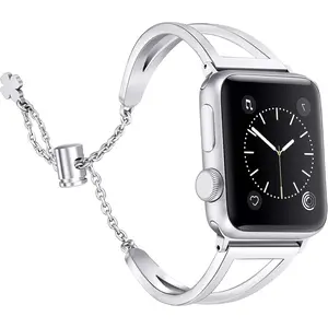 Stainless Steel Bands Compatible with Apple Watch Band 38mm 40mm 41mm 42mm 44mm 45mm 46mm 49mm iWatch Series 10/9/Ultra/SE/8/7/6/5/4/3/2/1, Dressy Metal Bangle Bracelet Women