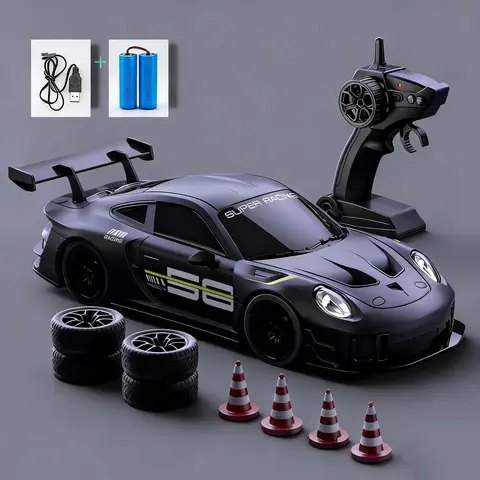 ABS Plastic RC Stunt Drift Racing Car Model - 2.4GHz Anti-Interference Wireless Controller, 4-Wheel Drive, Rechargeable, Long Battery Life, Replaceable Tires, Indoor Hobbyists’ Electric RC Vehicle, Teenage Boy Gifts