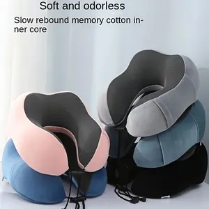 Memory Foam Neck Pillow for Airplane Travel, Soft Support for Car Train Home Use, Essential Travel Must-Have Item, Ergonomic Memory Foam