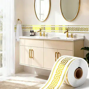 1 roll, 197 inches x 3.94 inches, large thickened version, European-style marble tile panel wallpaper, self-adhesive PVC faux brick, peel and stick, DIY removable with no residue, waterproof, wear-resistant, long-lasting, Marble Pattern Wallpaper