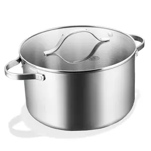 BE LIVING Essential Series 8 qt 26 cm Stock Pot with Lid Triply Stainless Steel PFAS-Free Nonstick Induction Compatible Even Heat Distribution