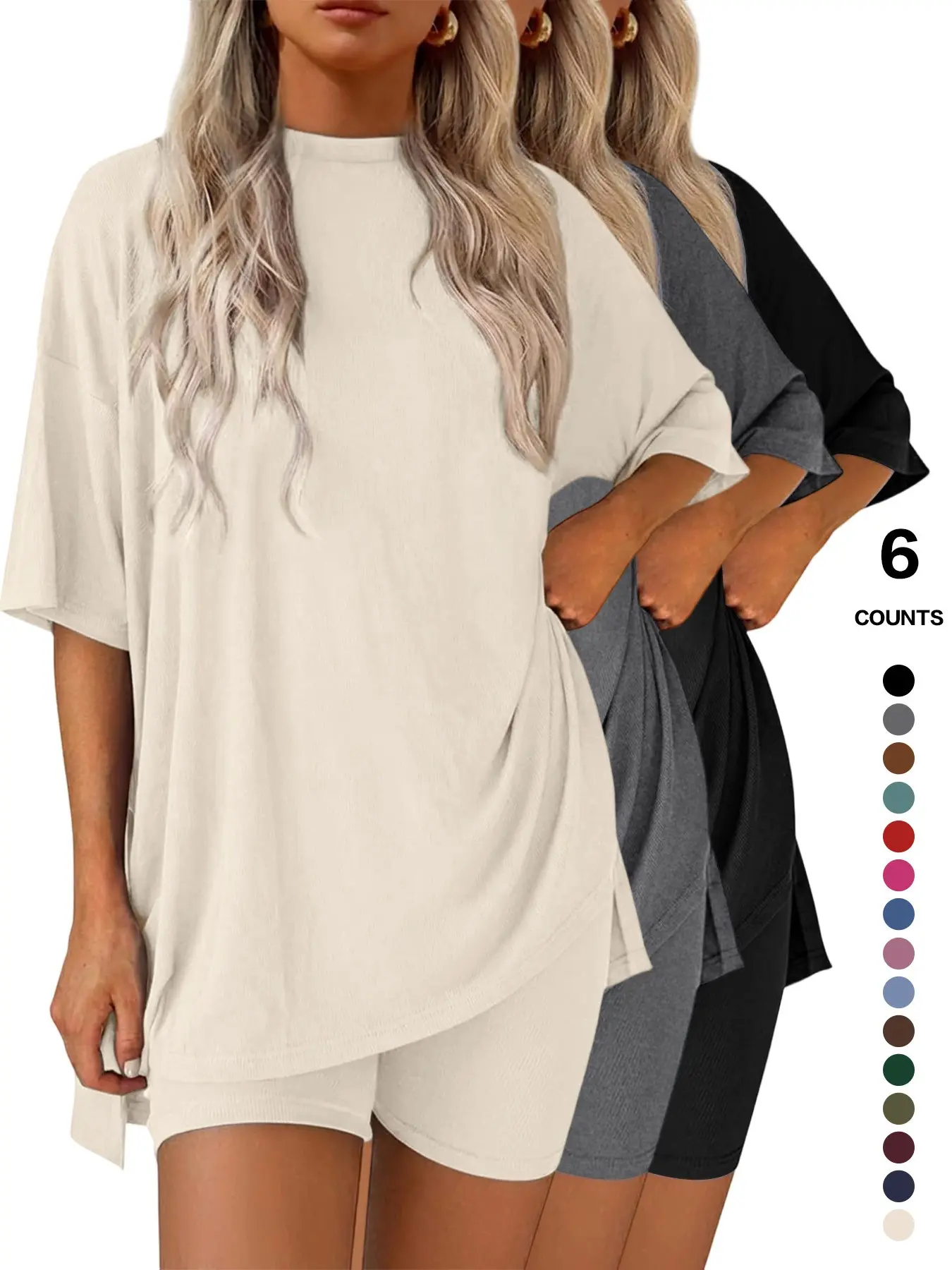 Lounge Set Cozy Mama Set, Women 2 Piece, Oversized Crew Neck T-Shirts for Comfort and Style Lounge Set Cozy Mama Set, Women 2 Piece, Oversized Crew Neck T-Shirts for Comfort and Style