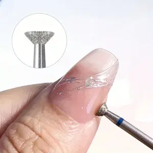1Pc/2pcs Flying Saucer Diamond Nail Drill Bit, 3/32 Inch Rotary Cuticle Burr for Excess Glue Removal, Nail Edge Prep Dead Skin Cleaner Professional Manicure Tool