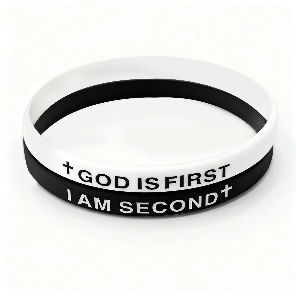 God Is First Bracelet I Am Second Silicone Elastic Rubber Wristbands Inspirational Motivational Bible Verses Jewelry Gifts for Men Women Set of 2 Christian Accessories