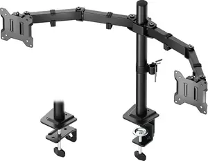 Dual  Stand for 17"32 Computer Screens, Heavy-Duty Desk Mount with 22 lbs per Arm, Fully Adjustable Brackets and Arms, Clamp/Grommet Base, VESA 100100mm Max