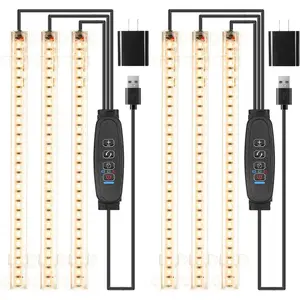 LED Grow Light Strips, Grow Lights for Indoor  Full  3000K,  Light Bar with 3/9/12H Timer, 10 Dimmable Levels for Seedling Succulent, Match for  Shelf(3 Headx2 Pack)
