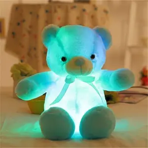 Creative Light Up Inductive Teddy Bear Stuffed Animals Plush Toy Colorful Glowing Teddy Bear, 30-35cm Sensor-activated light-up plush dog doll Valentine's Day gifts birthday gifts Give away exquisite small gifts