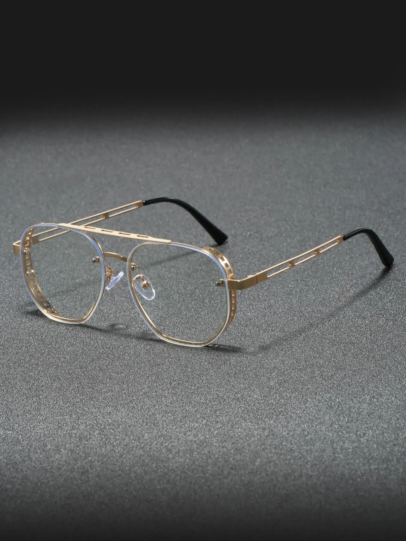 Men's Business Style Metal Frame Eyeglasses, Vintage Trendy Top Bar Design Eyeglasses for Everyday Use, Fashion Accessories for Outdoor Activities, High Quality Eyeglasses