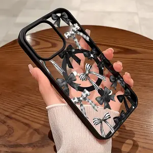 Premium Magnetic Phone Cases for iPhone11/12/13/14/15/16//17/Air/promax/Plus Black & White Coquette Bows y2k cased MagSafe Ready, Anti-Fall, Springtok and Ultra-Thin Design | Perfect for Everyday Use Screen Protector Resistance