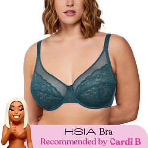 HSIA Enchante Floral Lace Plus Size Underwire Unlined Unpadded Full Coverage Bra