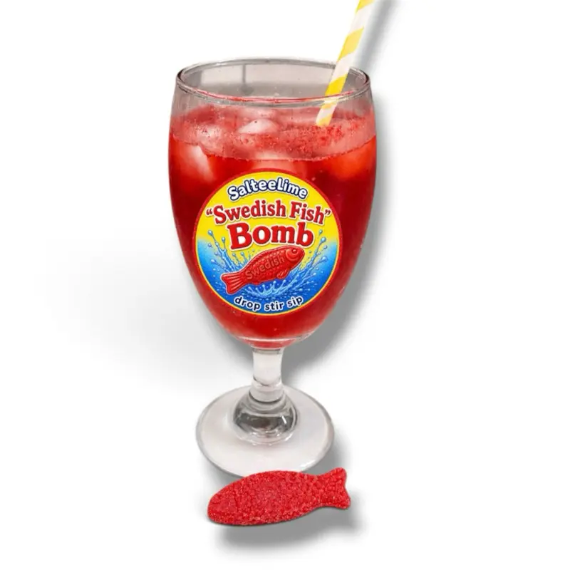 2 PACK SalteeLime Swedish Fish Drink Bomb - Low Calories for Vodka Soda or Water - Elevate Your Beverage in 30 Seconds