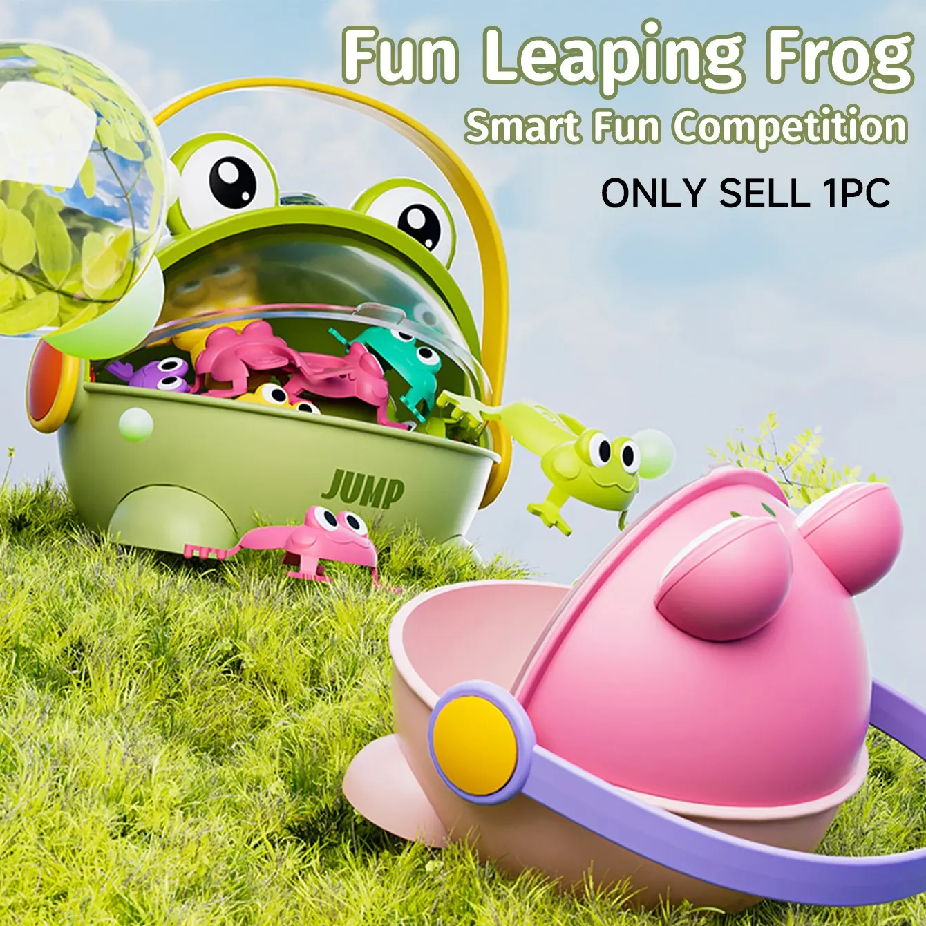 One children's pressing jumping frog tabletop toy that can jump - a parent-child toy for indoor and outdoor holiday interactive games as a gift
