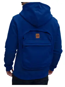 Men's Casual hoodie, casual, loose long-sleeved hooded sweatshirt with a unique back backpack design for autumn and winter, solid-color with a unique zipper, elastic hem for outdoor sports