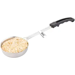 6-ounce portion ladle with black handle — non-corrosive, dishwasher-safe stainless steel portion serving spoon/utensil for portion control, multipurpose serving utensil