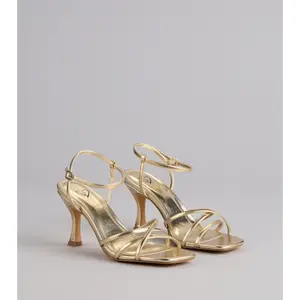 Shine Hour Metallic Strappy Stiletto Heels