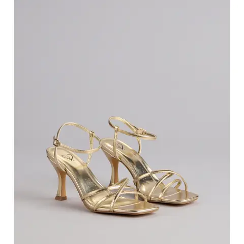 Shine Hour Metallic Strappy Stiletto Heels