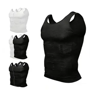 Men Solid Compression Vest, Tummy Control Shaping Vest,Men Sleeveless Shirt Shapewear,Men T-Shirt Sport Vest,Men Breathable Round Neck Compression Tank Top Men Shirt
