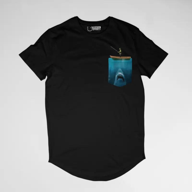 Fisherman and Shark Pocket T-Shirt