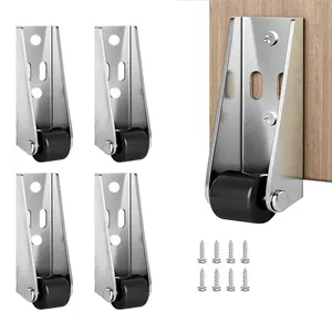 Heavy Duty Rigid Caste –  Side Mount Caster Wheels, Rubber Pulleys, Anti-Sag Sinking Door Bottom Pulley, Easy to Install Replacement for Wooden Doors, Wardrobe, Cabinet