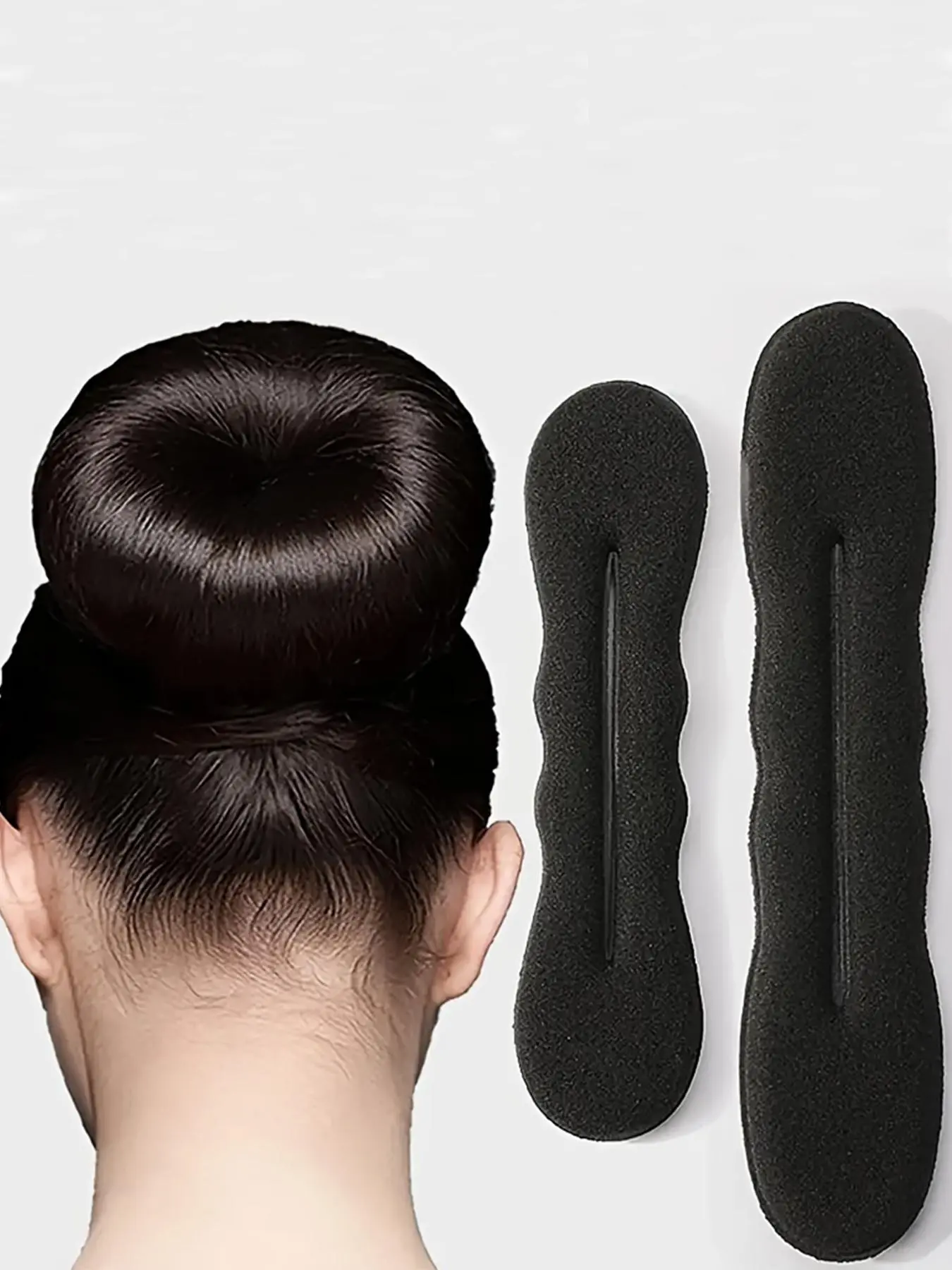 Simple Solid Color Sponge Hair Curler, 2pcs Simple and Refined Designs Hair Styling Tool for Women & Girls, Basic Hair Styling Accessories for Daily Use, Sponge Hair Rollers, Heatless Hair Curler, Heatless Curlers, Black