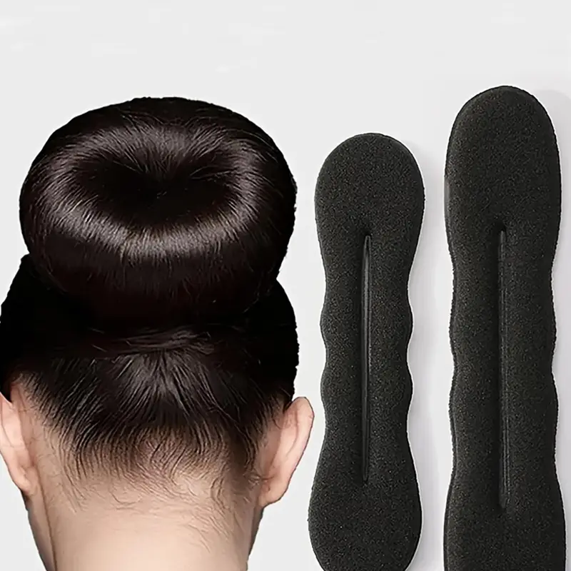 Simple Solid Color Sponge Hair Curler, 2pcs Simple and Refined Designs Hair Styling Tool for Women & Girls, Basic Hair Styling Accessories for Daily Use, Sponge Hair Rollers, Heatless Hair Curler, Heat Free Curls, Black