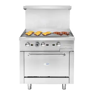 36 in. Commercial Oven with Griddle Top, 90000 BTU in Stainless-Steel (KM-CRG36G-NG)