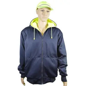 212 MAIN Women's Plus Size Polar Fleece Activewear Hoodie - 20 oz Double Weight Reversible, ANSI Class 3 High Vis Zipper Zip-Up Long Sleeve Sportswear Sweatshirts, Bottom-Pairable for Party (3X, Lime-Navy)