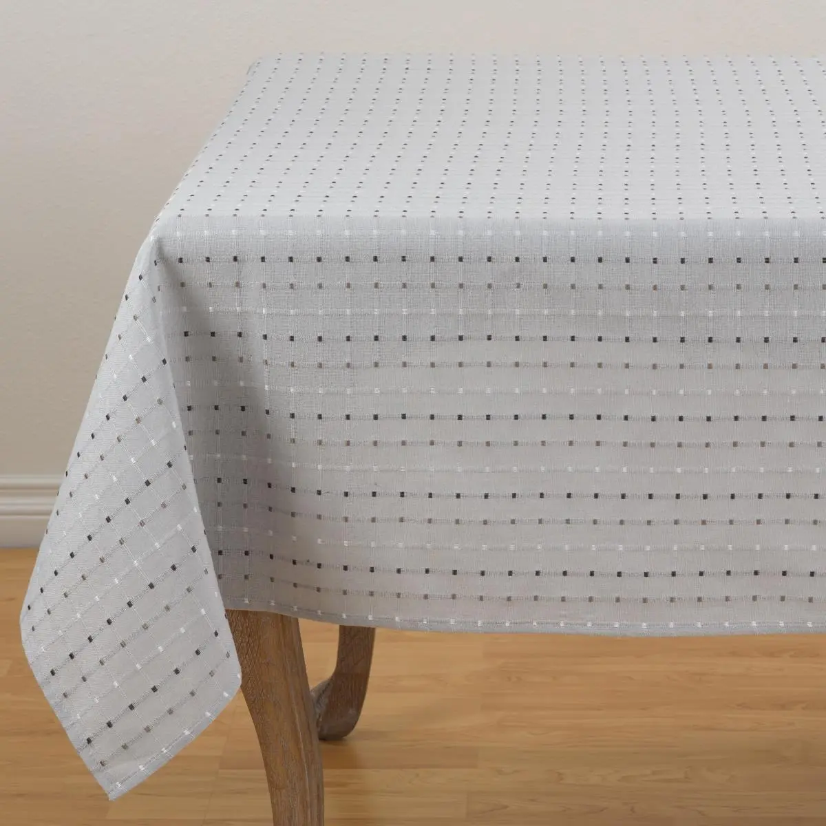 212 MAIN Classic Cotton Blend Stitched Square Tablecloth - Aqua & Grey, Indoor-Outdoor Tablecloths for Indoor and Outdoor Furniture