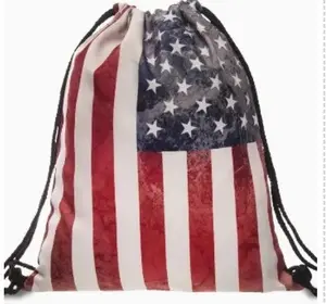 Patriotic American Flag Drawstring Backpack