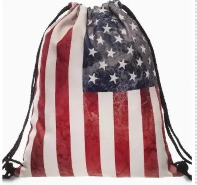 Patriotic American Flag Drawstring Backpack