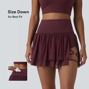【Creator’s Pick】Halara High Waisted 2-in-1 Asymmetric Hem Mini Breathable Mesh Dance Tiered Skirt with Pockets