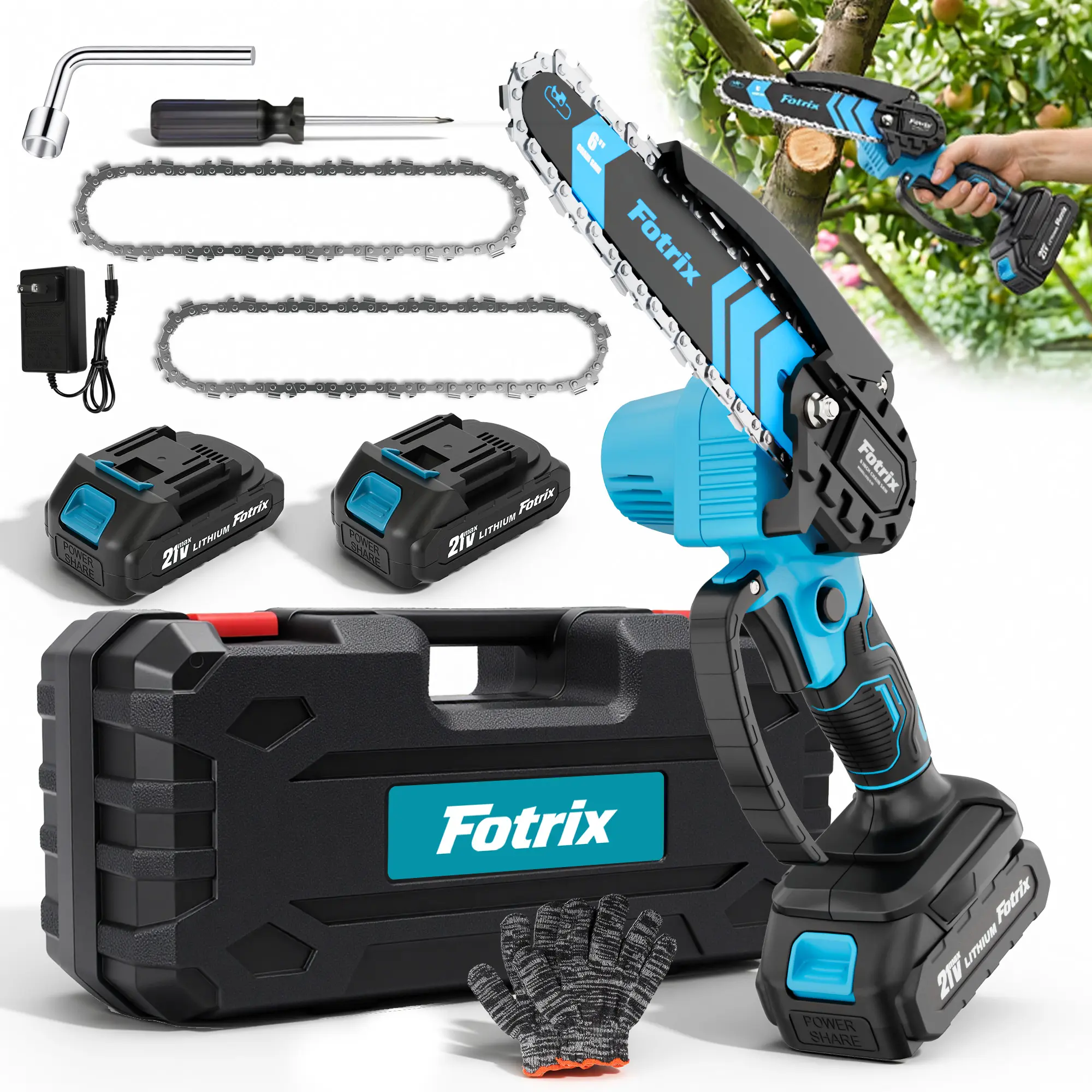 Mini chainsaw, 6-inch cordless handheld electric chain saw (with battery), suitable for tree pruning and wood cutting, an excellent gift for fathers, dads, husbands, or men