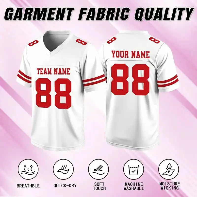 Men’s Football Sports Top – Breathable Mesh Jersey with Custom Name, Number and Badge