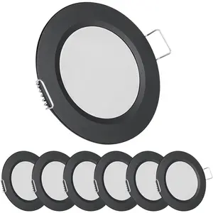 RV 2.75" Recessed LED Ceiling Light 12V Ultra-Thin Puck Light, Dimmable RV Lights Interior for Camper Van  Motorhome Boat Sailboat Roof Under Cabinet Lighting, 6 Pack (Black,Warm White)