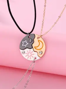 Three-Piece Star Sun Moon Necklace, Best Friend Forever Friendship Jewelry, Fashionable Gift for Bffs and Girlfriends, Trendy Jewelry