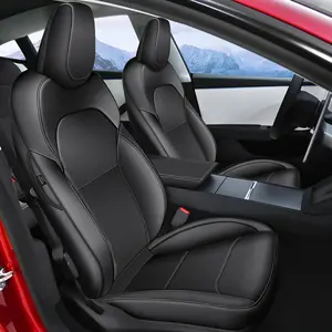 Black Car Seat Cover Full Set, Durable Tailored Seat Protectors Cushion for 2024-2025 Electric Sedan (Excludes Performance Trim) - Includes Armrest Cover, Automotive Interior Accessory