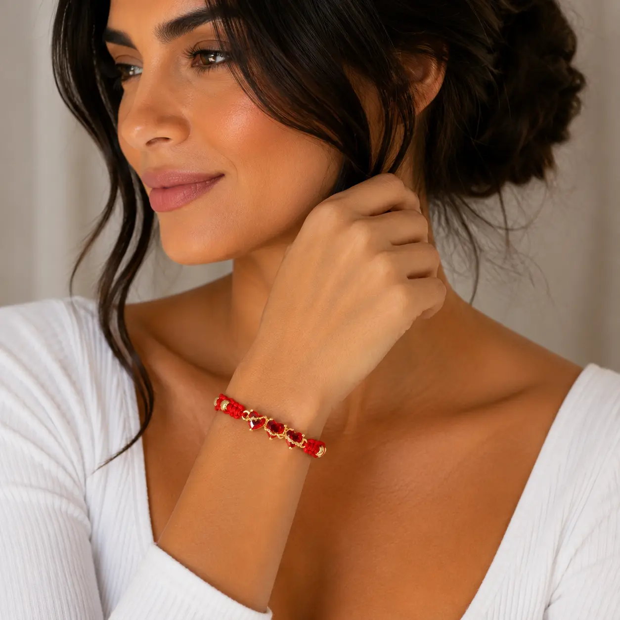 Sacred Hearts Red Bracelet - 7 Inches Handcrafted Christian Motif Jewelry, Colored Artisanal Bracelets & Bangles for Daily Wear (Featuring Jesus, Mary & Joseph)